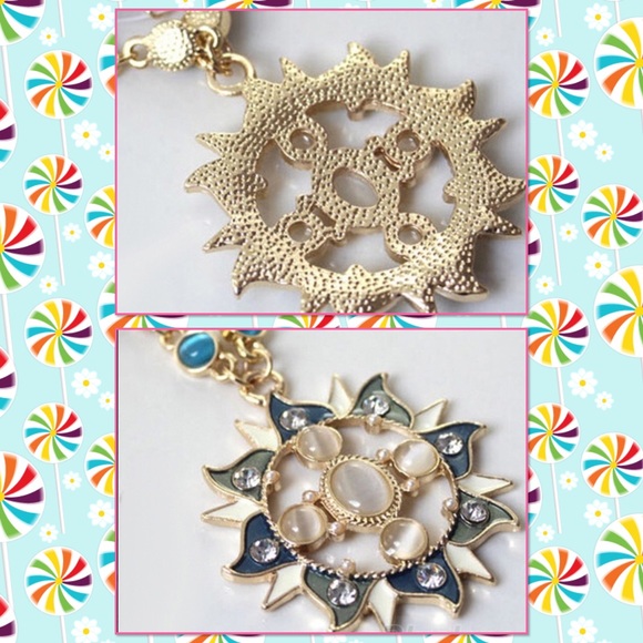 Fashion sun moon crystal long chain necklace - Picture 2 of 3